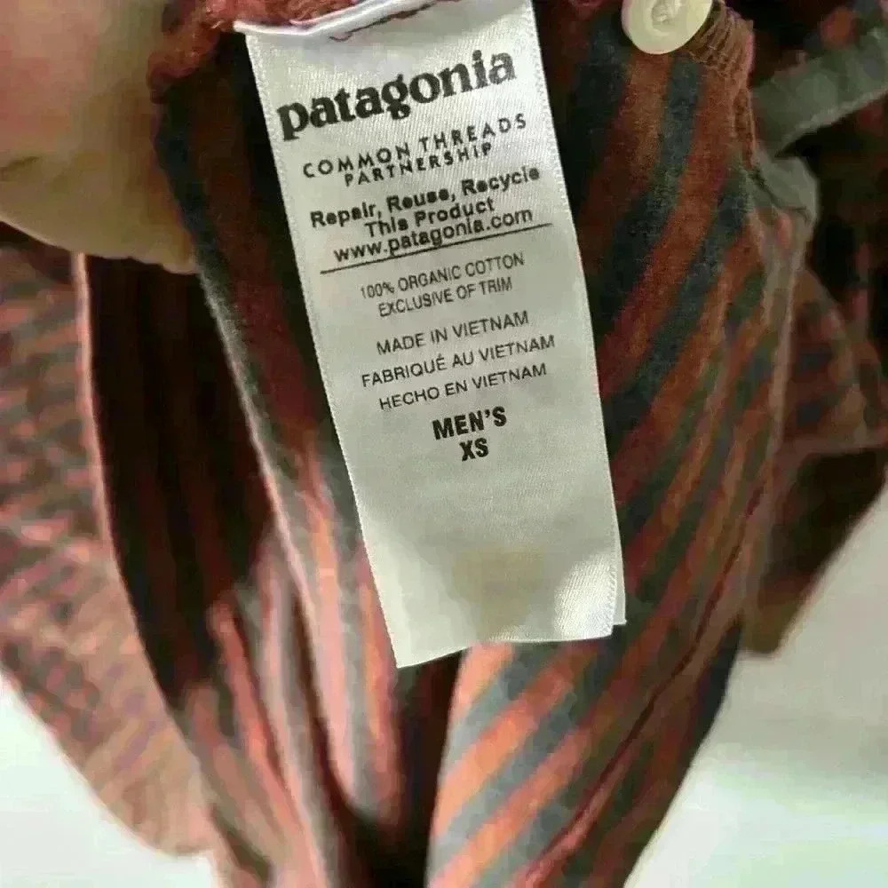 Patagonia Men’s Polo Shirt Striped Short Sleeve X Small Soft Organic Cotton - Picture 7 of 8